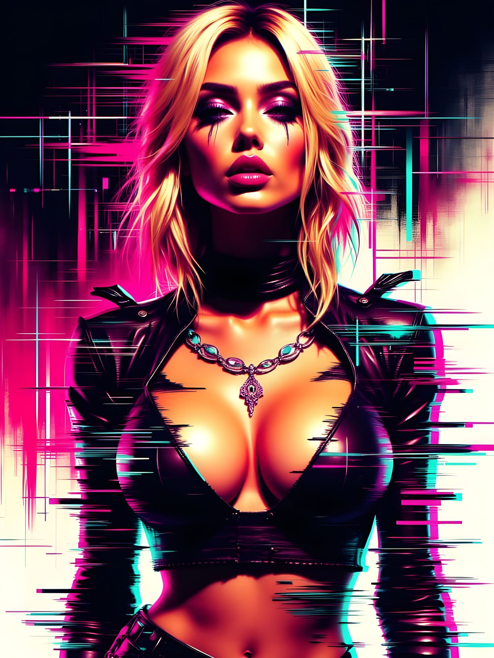 Dark Glitch Portrait of a Confident Woman
