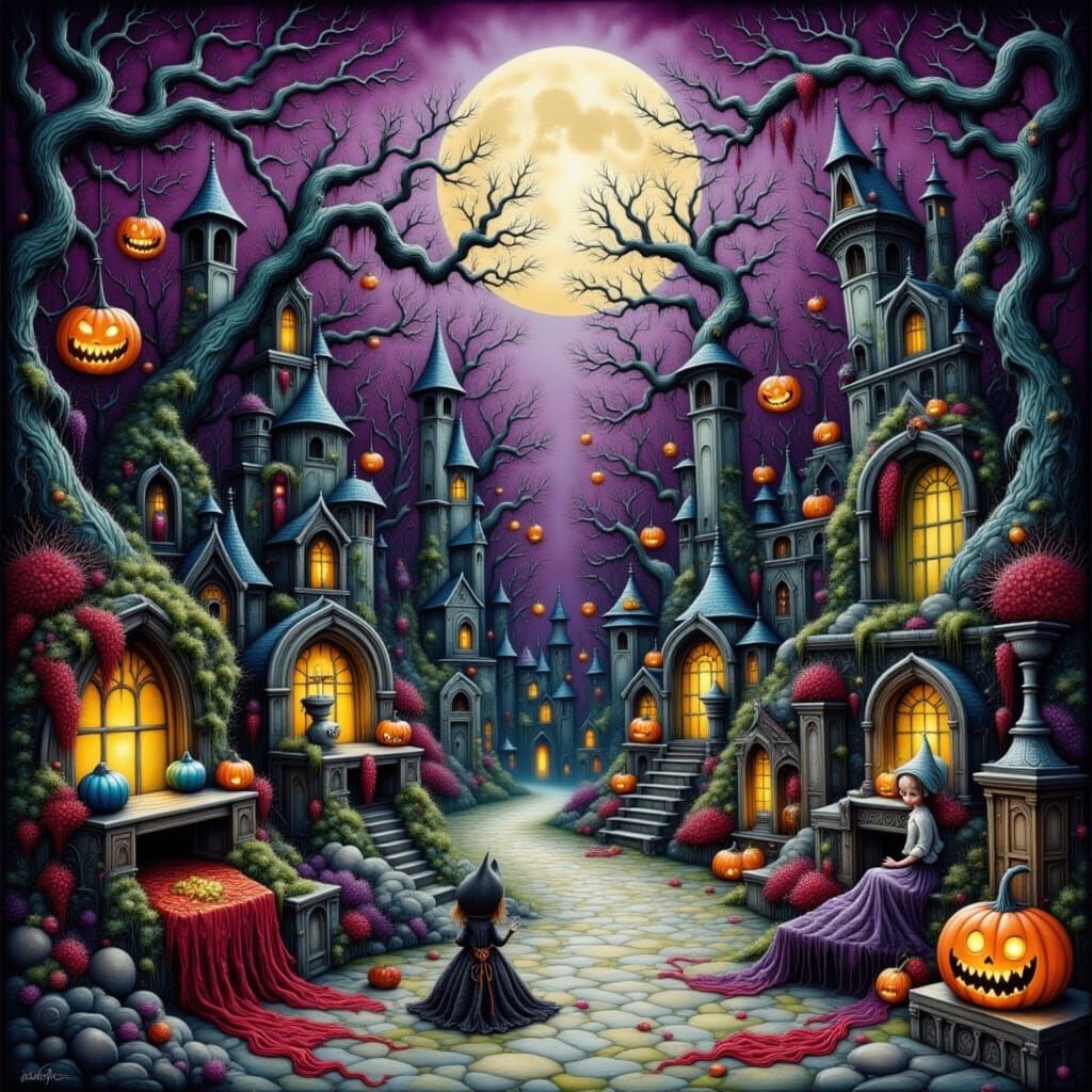 Dark Elves Celebrate Christmas in Halloween Crypt