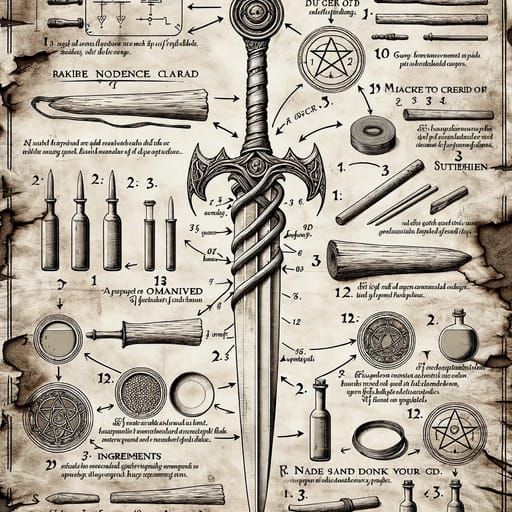 Technical Blueprint of a Sword Design