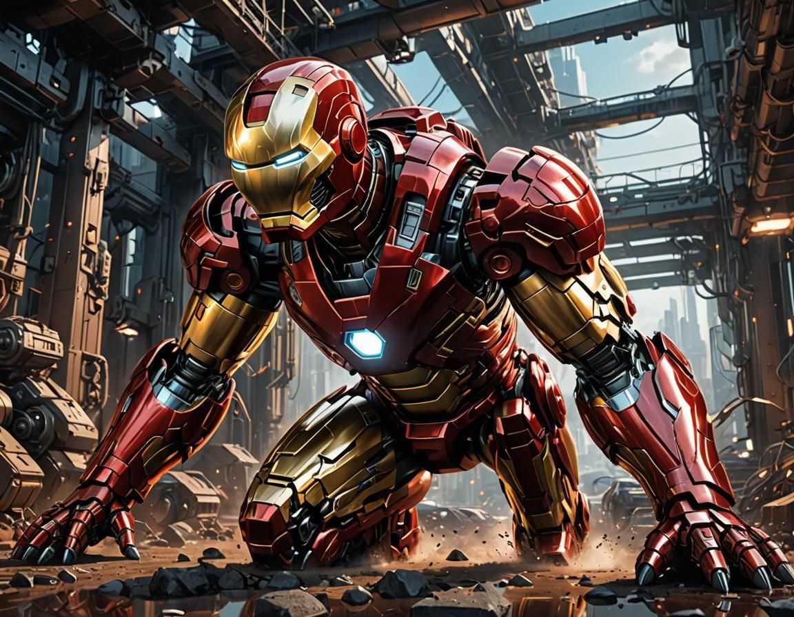 Iron Cat in Mech Suit, Comic Book Art