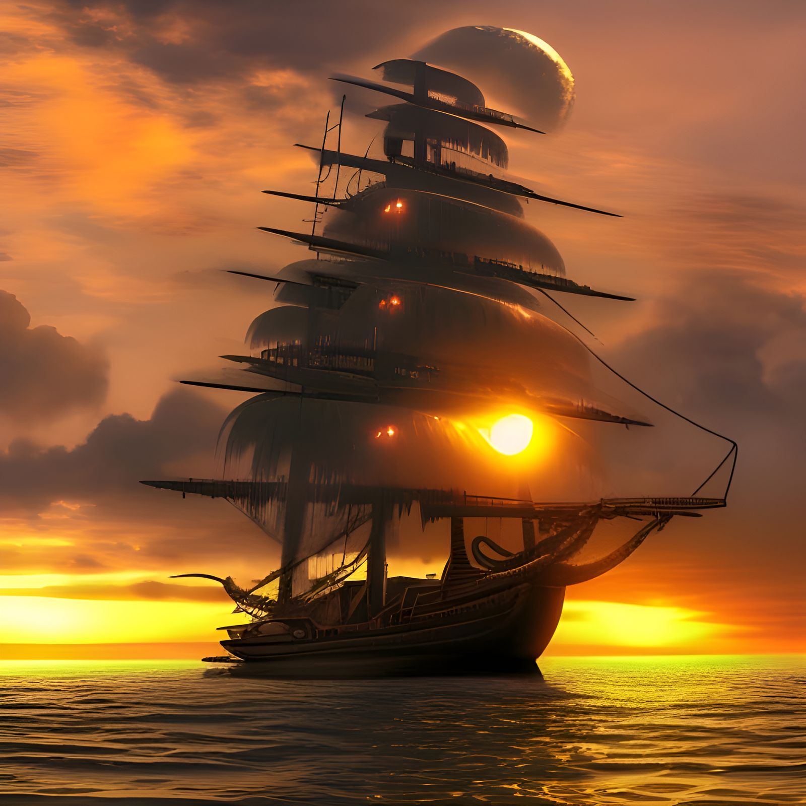 Pirate Ship Sails to Tropical Island Paradise