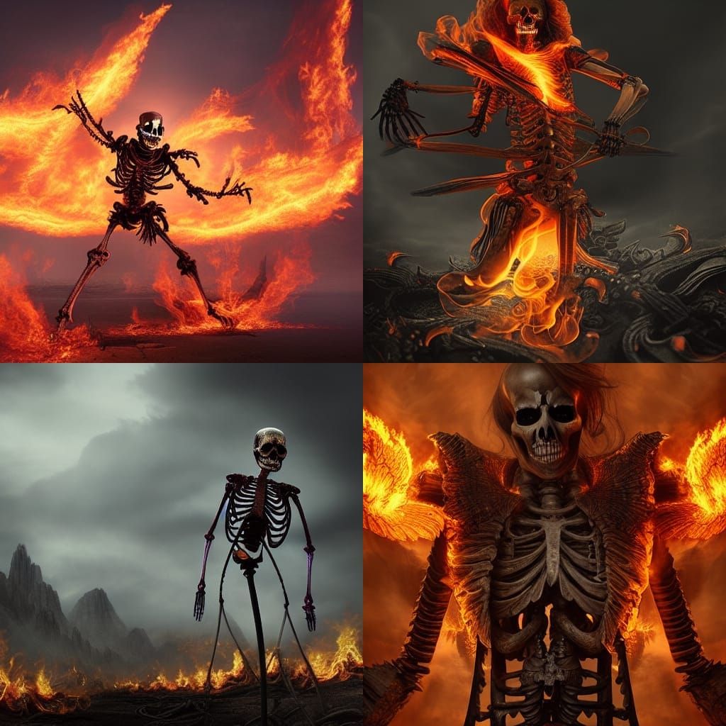 Flaming Skeleton: Epic Digital Matte Painting