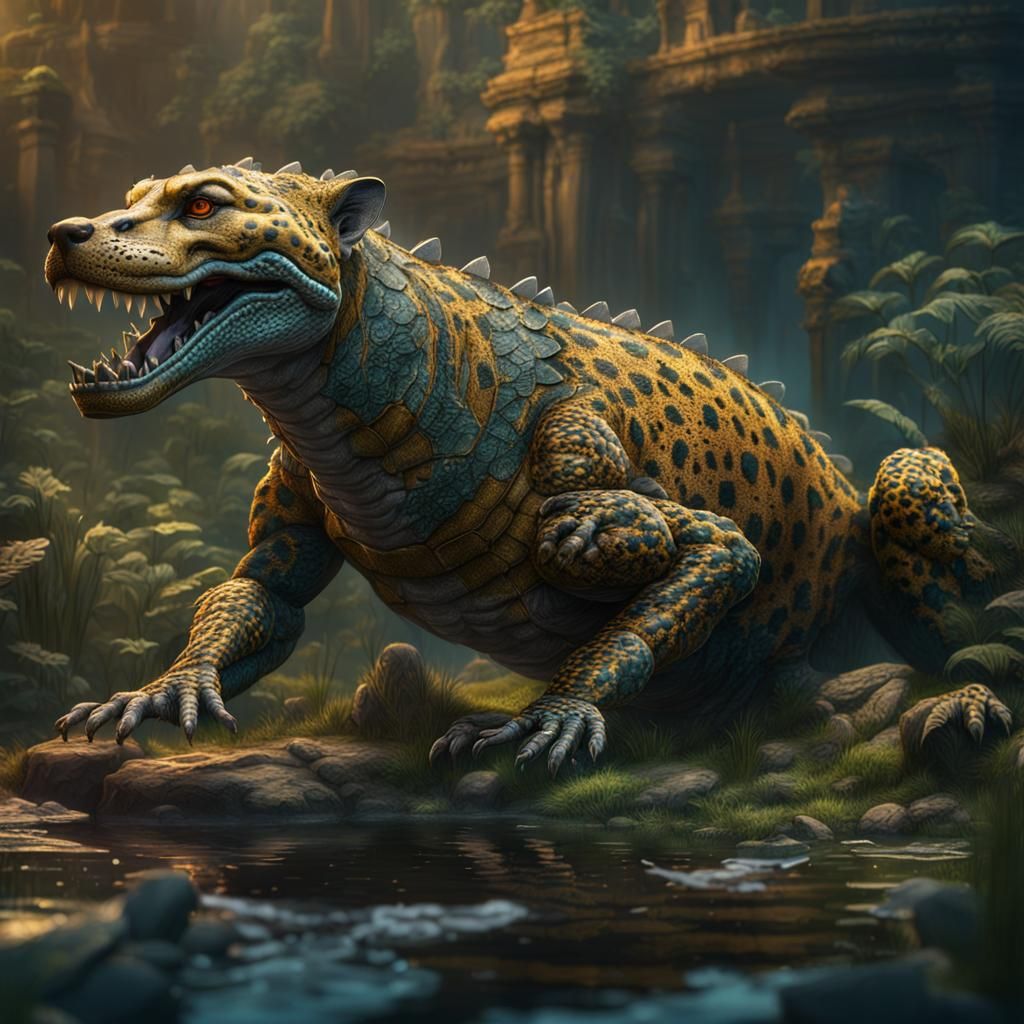 Alligator Cheetah Hybrid Fantasy Concept Art