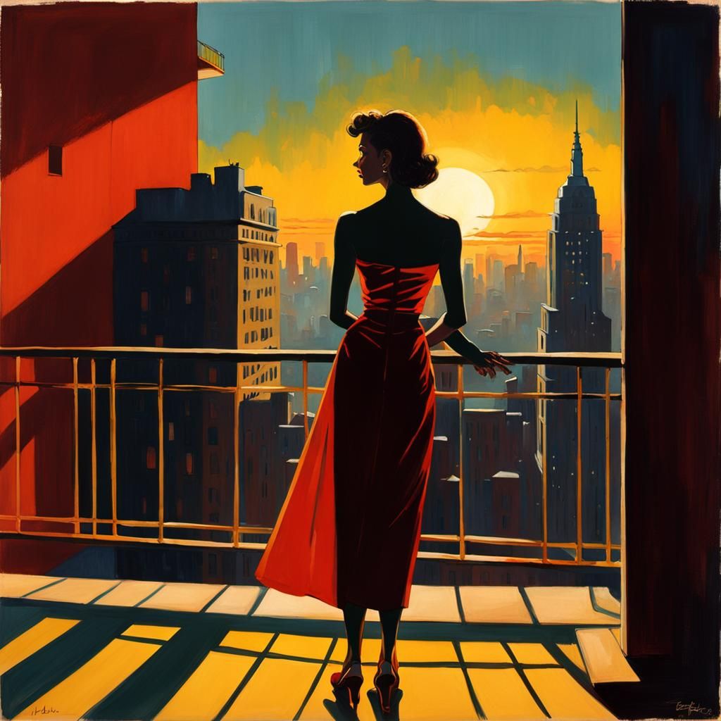 City Sunset Silhouette in Colorful Illustration Style