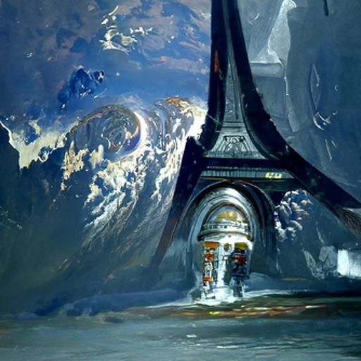 Arc de Triomphe Soars Through Space as Oil Painting