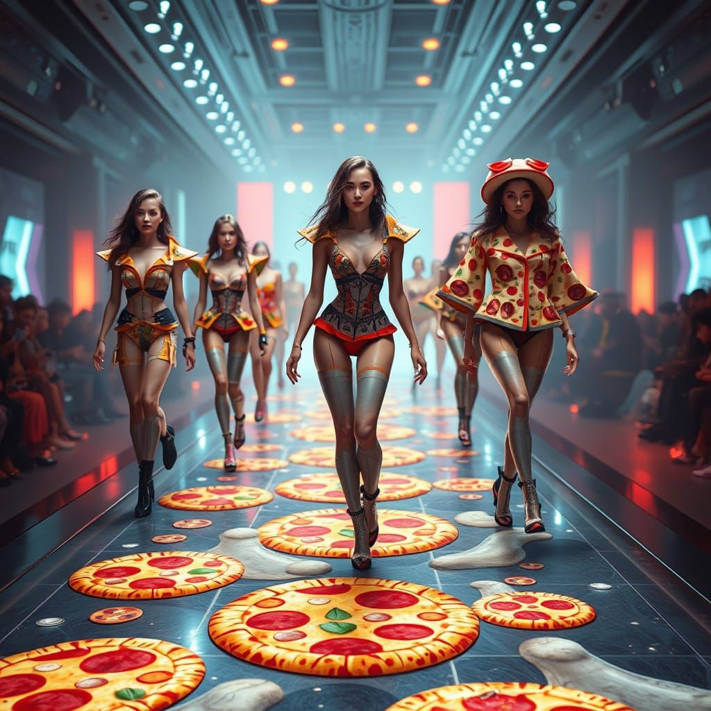 Futuristic Fashion Show on Pizza Runway