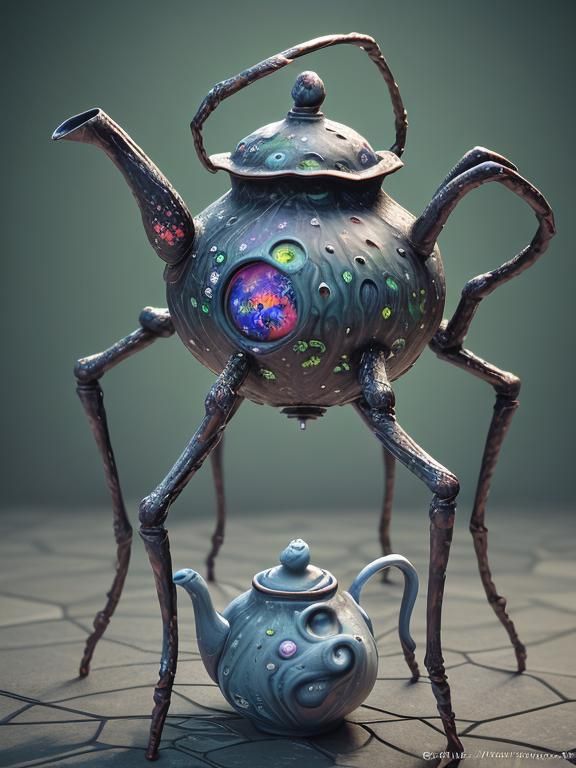 Whimsical Ceramic Spider Teapot on Web Base
