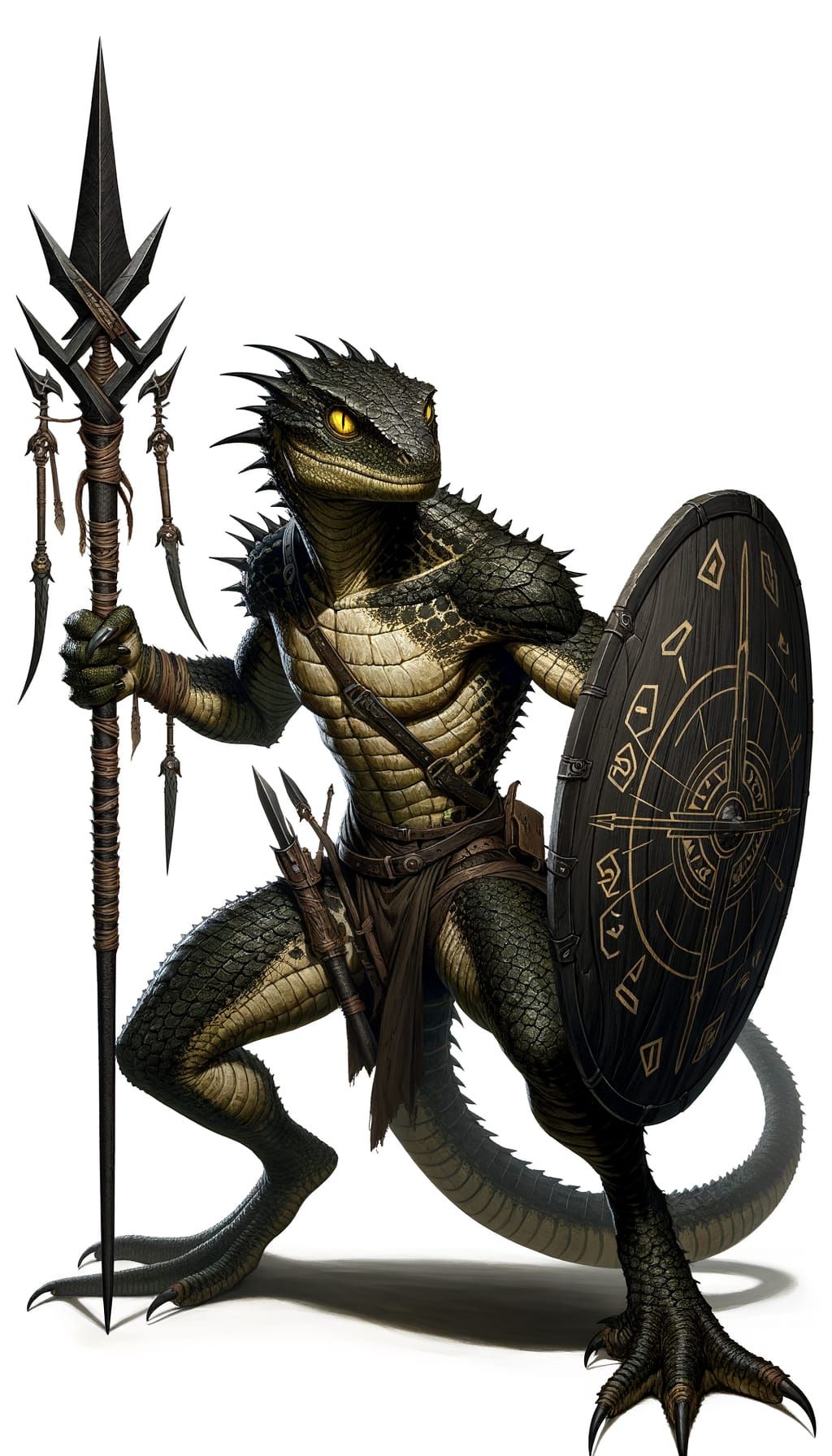 Detailed Lizardfolk Warrior with Spear and Shield