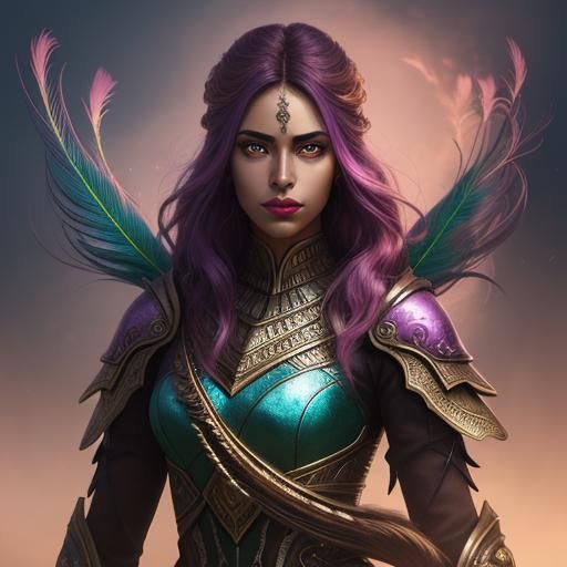 Peacock Haired Woman in Digital Fantasy Art