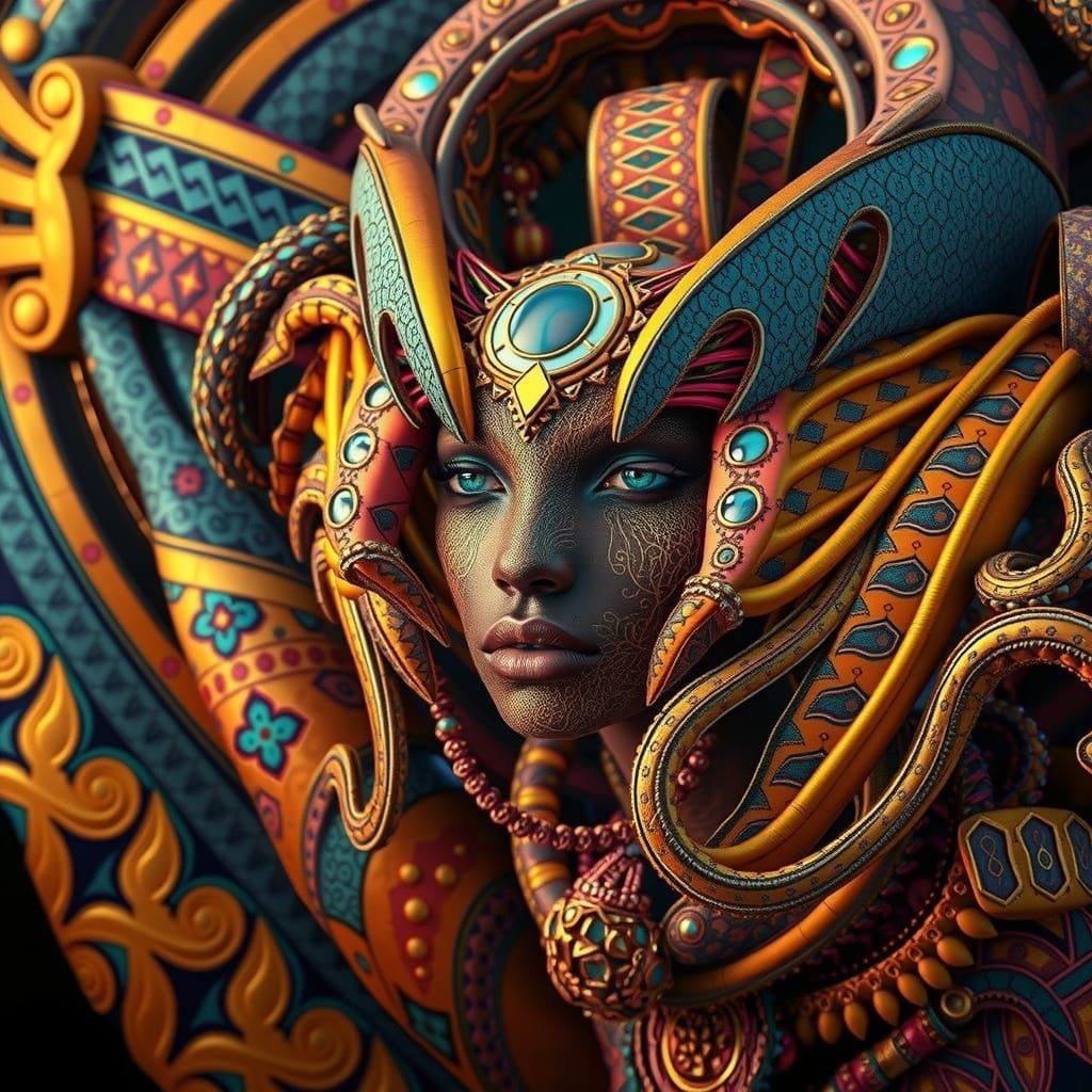 African Queen in Surreal 3D CGI Style