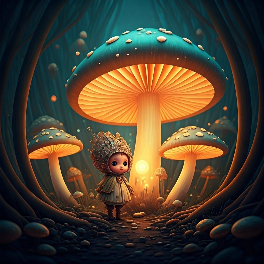 Fantastical Mushroom Kingdom in Vibrant Colors