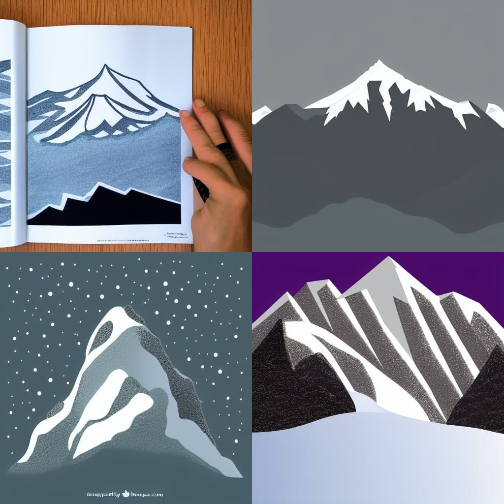 Modern Illustration of Snow-Topped Mountain