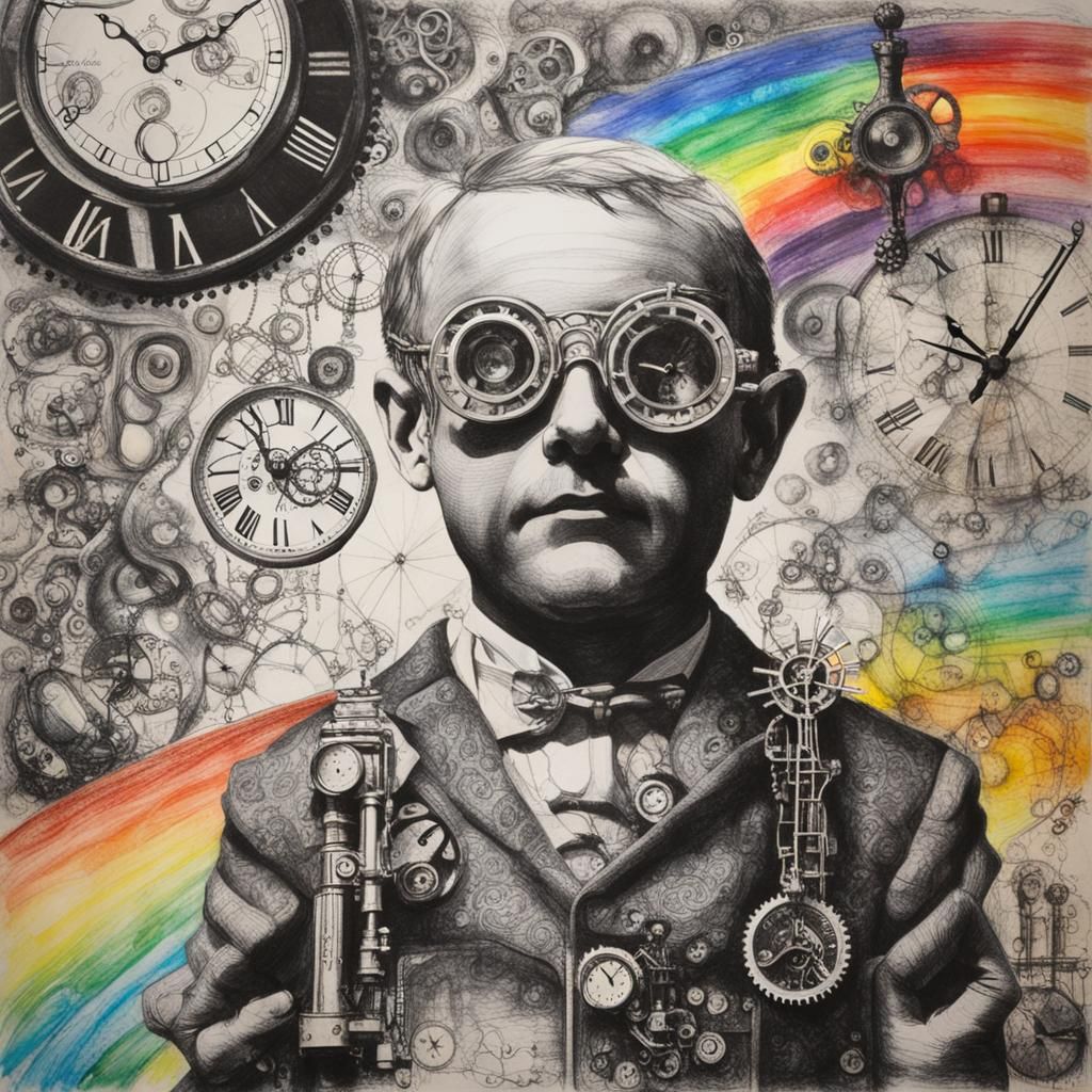 Steampunk, Kids Crayon drawings ,surreal child's drawing , r...