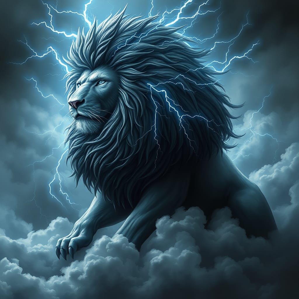 Storm Cloud Lion with Lightning Mane