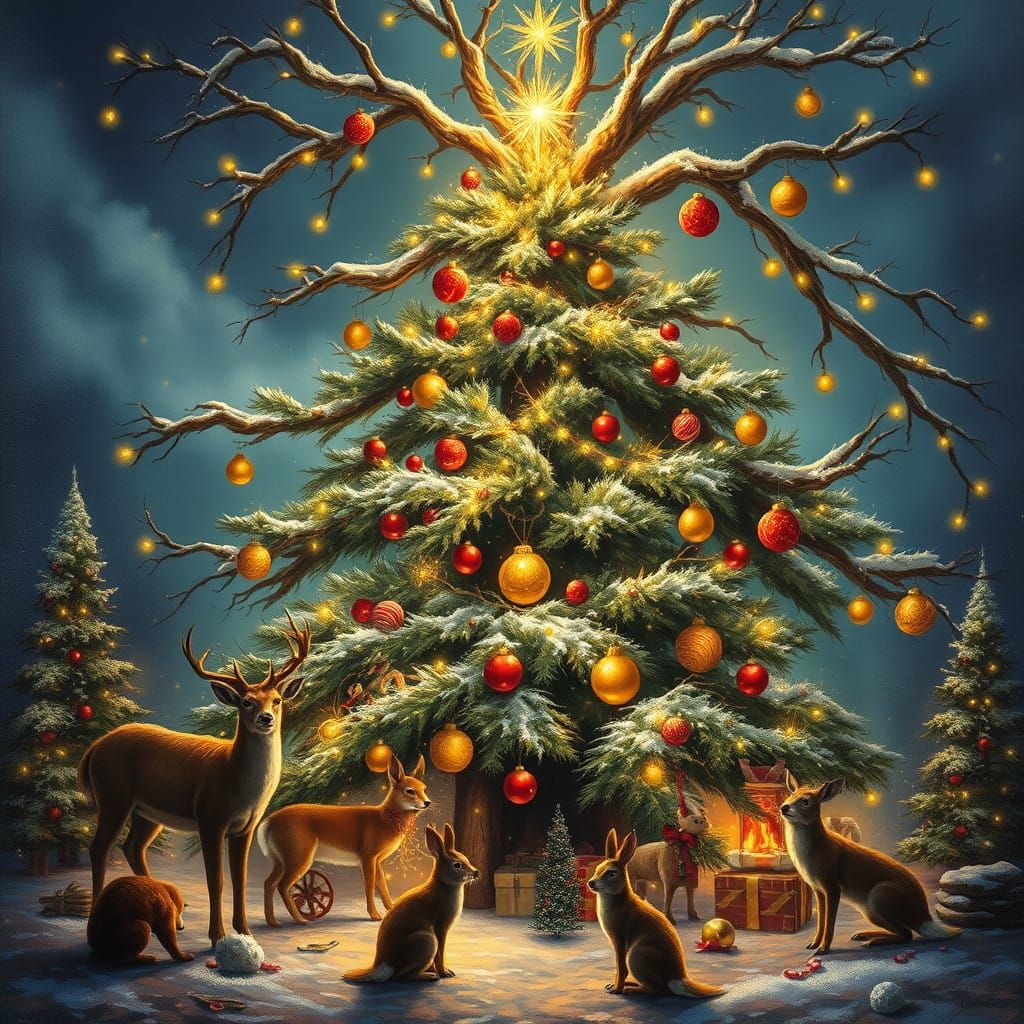 Whimsical Christmas Wonderland in Neo-Impressionist Style