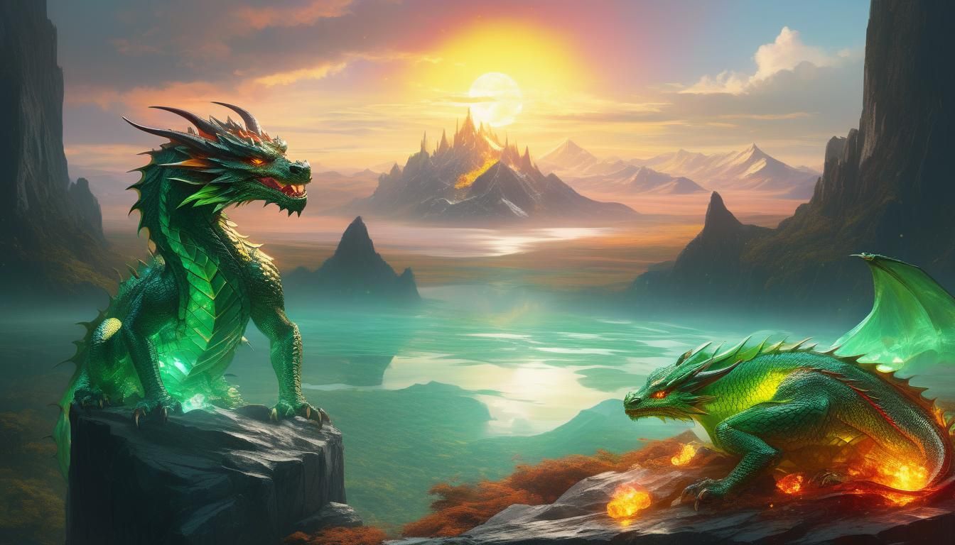 Anime Dragon Portrait with Crystal Glass Texture