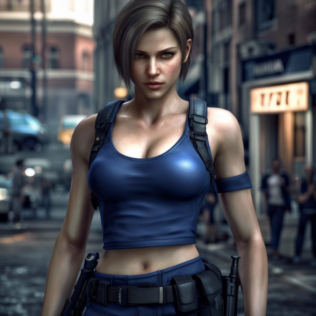 Hyperrealistic Jill Valentine in City Center