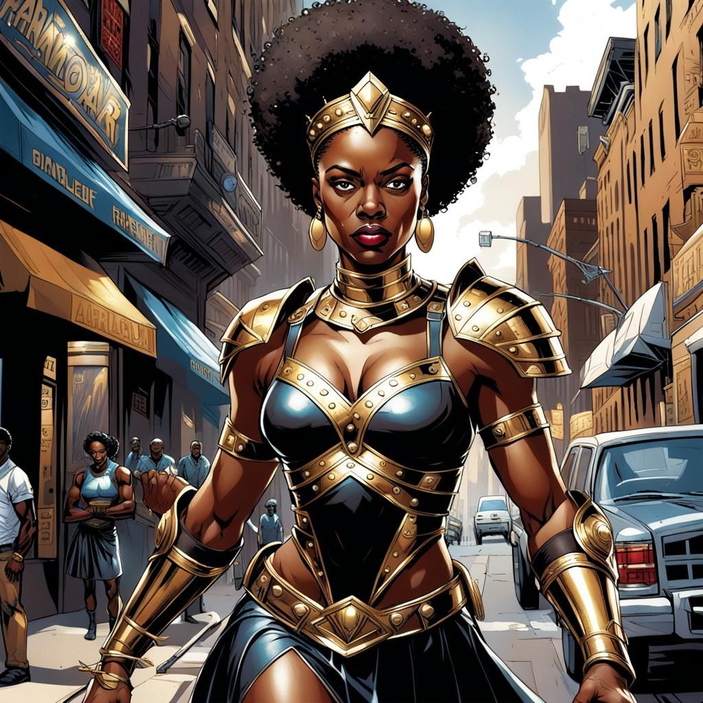 African American Woman Gladiator in Harlem: Comic Book Art