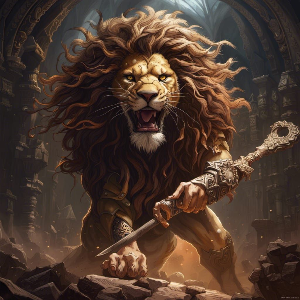 Lion God Warrior: Dark Fantasy Concept Art