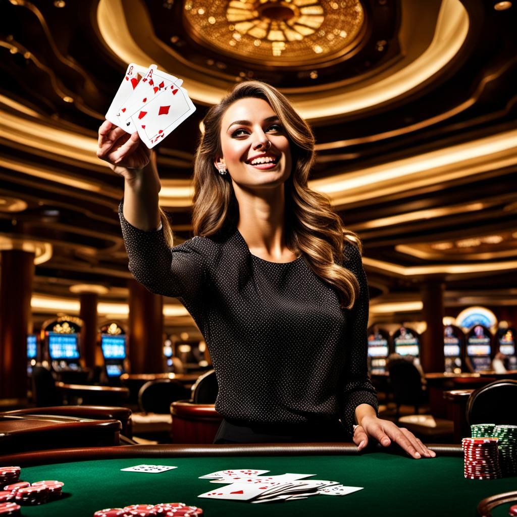 Lady Celebrates Casino Win in Hyperrealistic Image