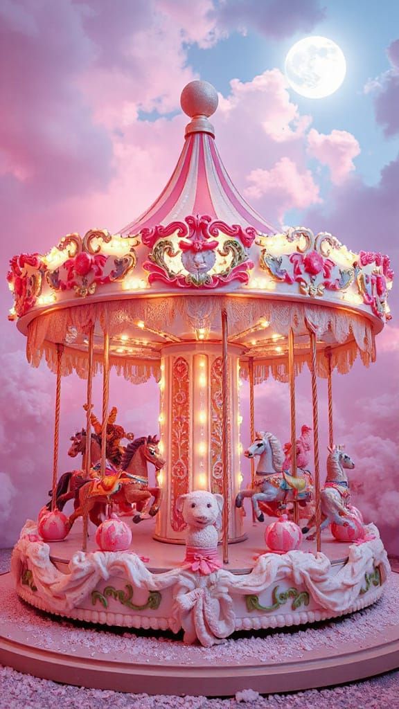 Whimsical Candy Carousel in Pastel Dreamscape