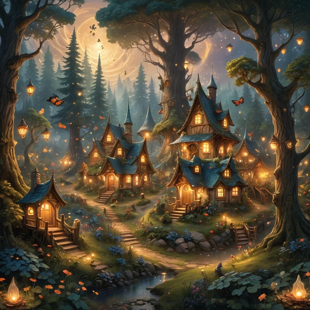 Enchanted Forest Clearing at Golden Hour