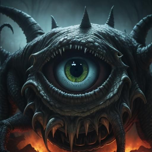 Terrifying Demon Alien Monster Charging With Knife