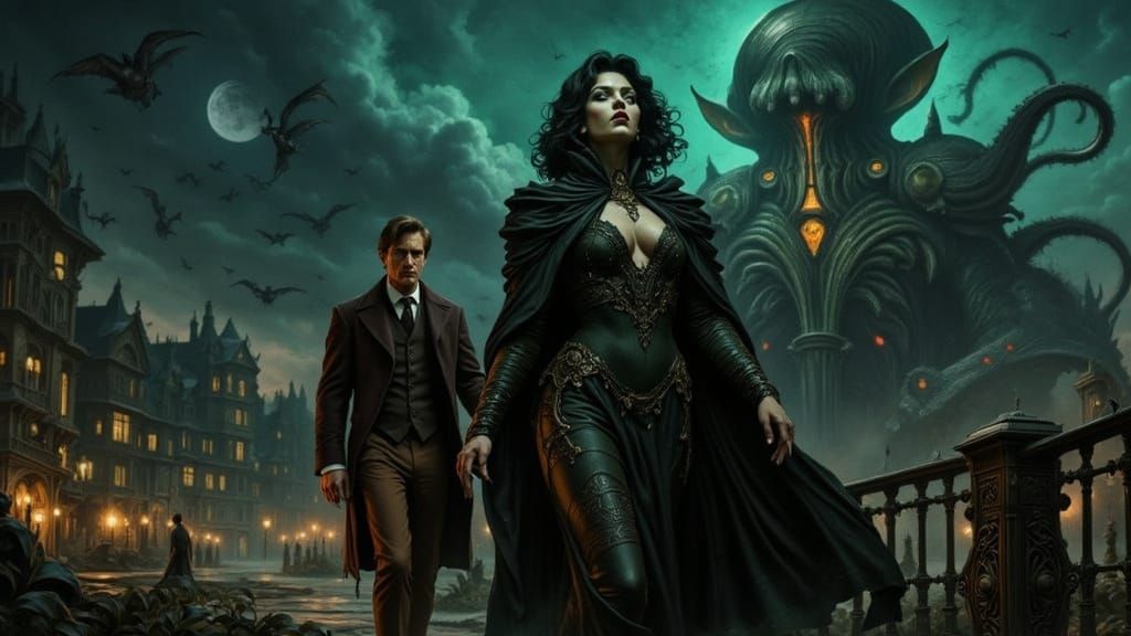 Victorian Mansion Mystery in Oil Impasto Style