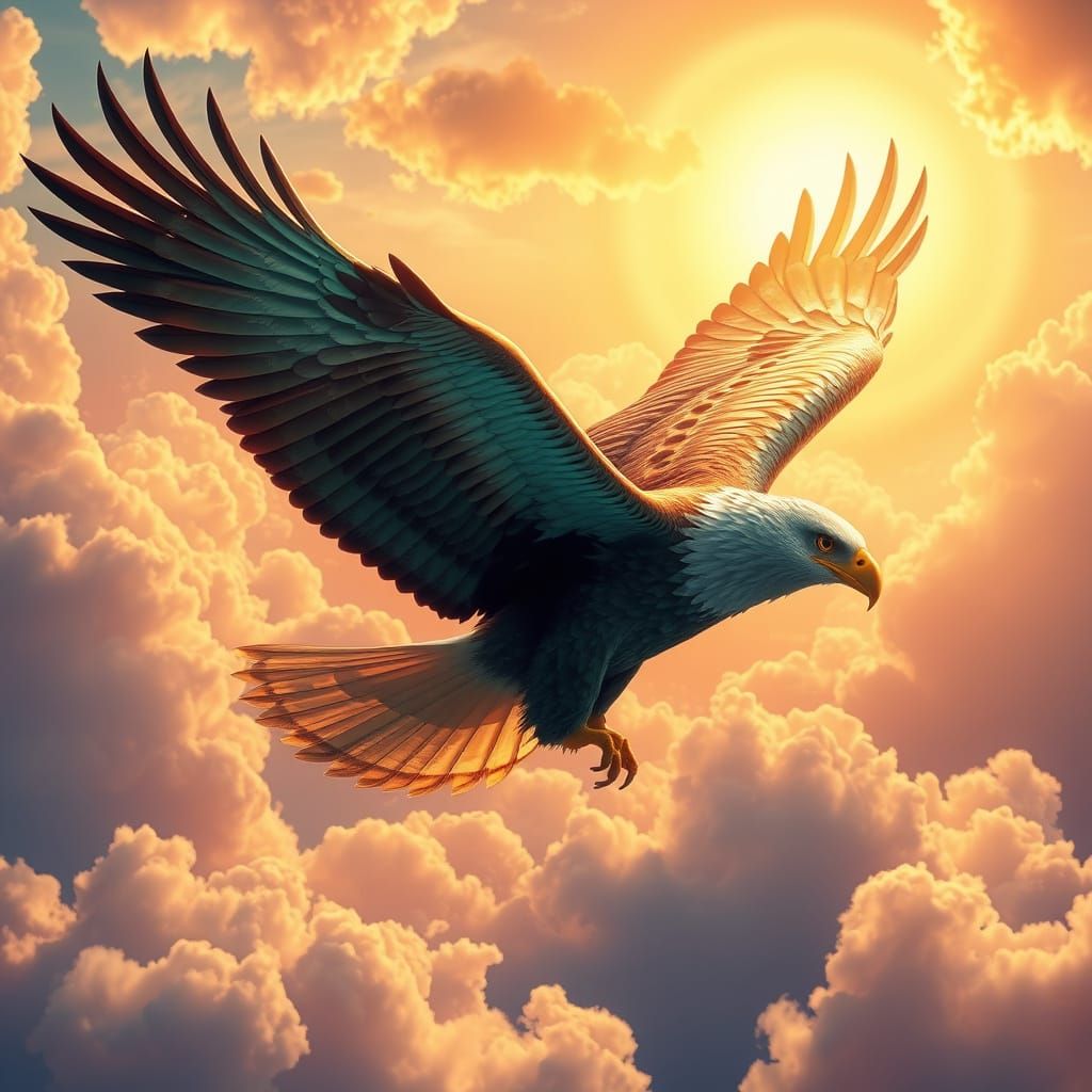 Ethereal Eagle in Vibrant Dreamlike Skies