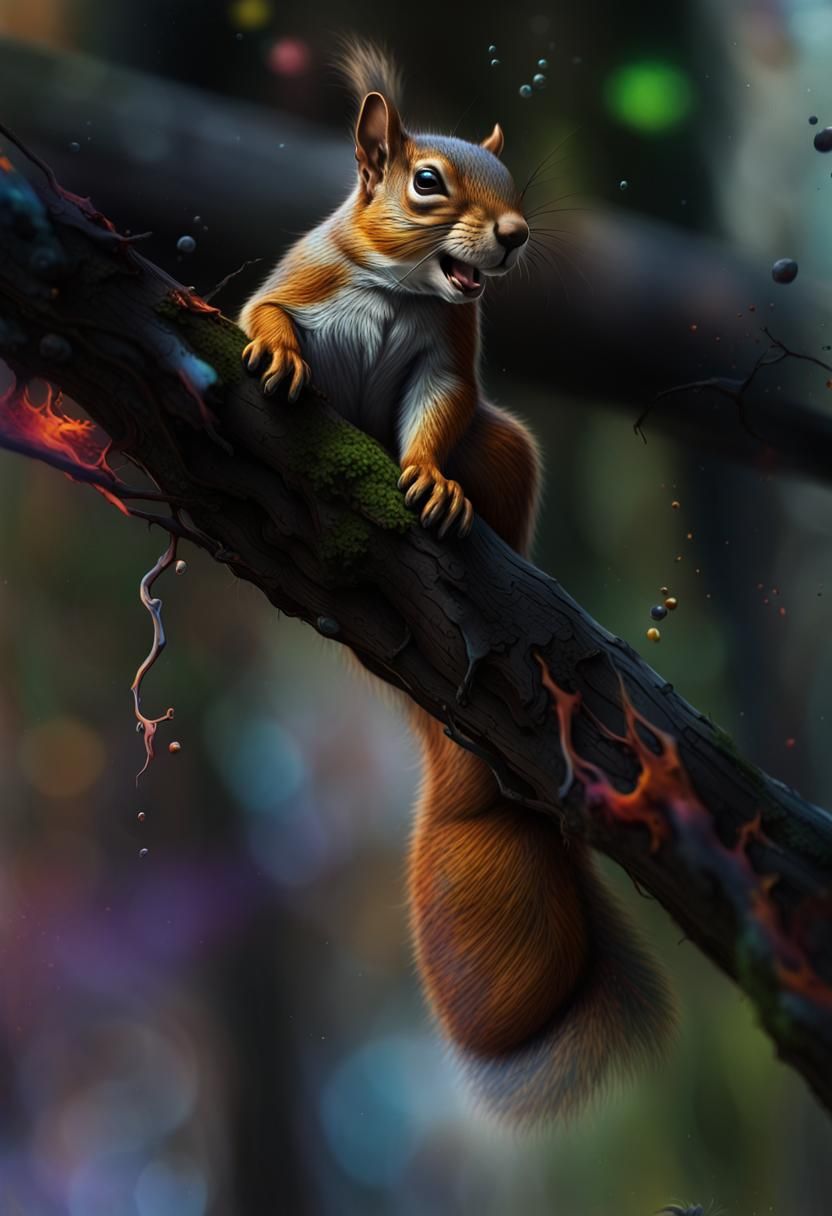 Hyperrealistic Squirrel in Street Art Style