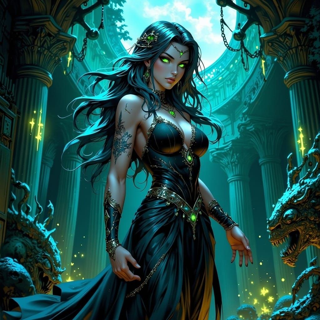 Ocean Abyss Queen in Digital Drawing Style