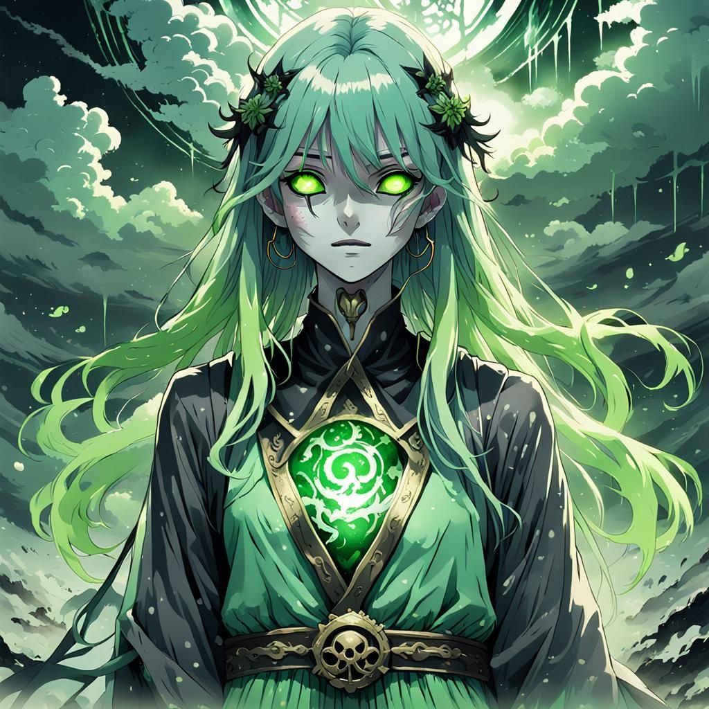 Anime Goddess of Mist and Death in Cel-Shaded Style