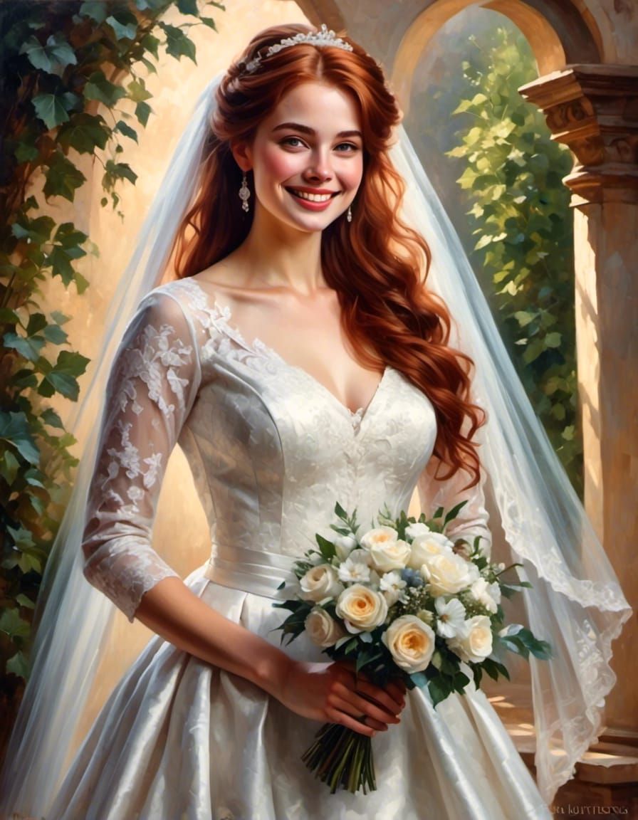 Joyful Bride Portrait in Mystical Fantasy Style