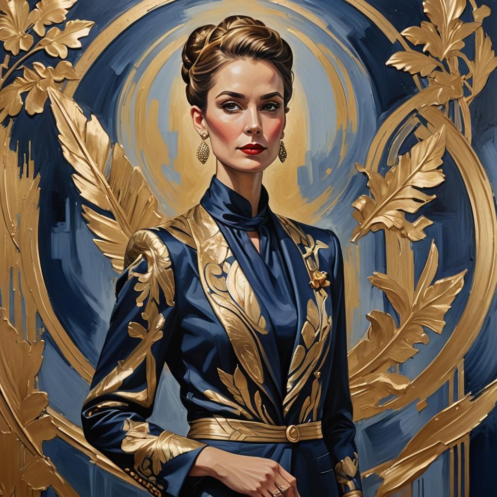 Powerful Businesswoman in Fauvist Art Deco Style