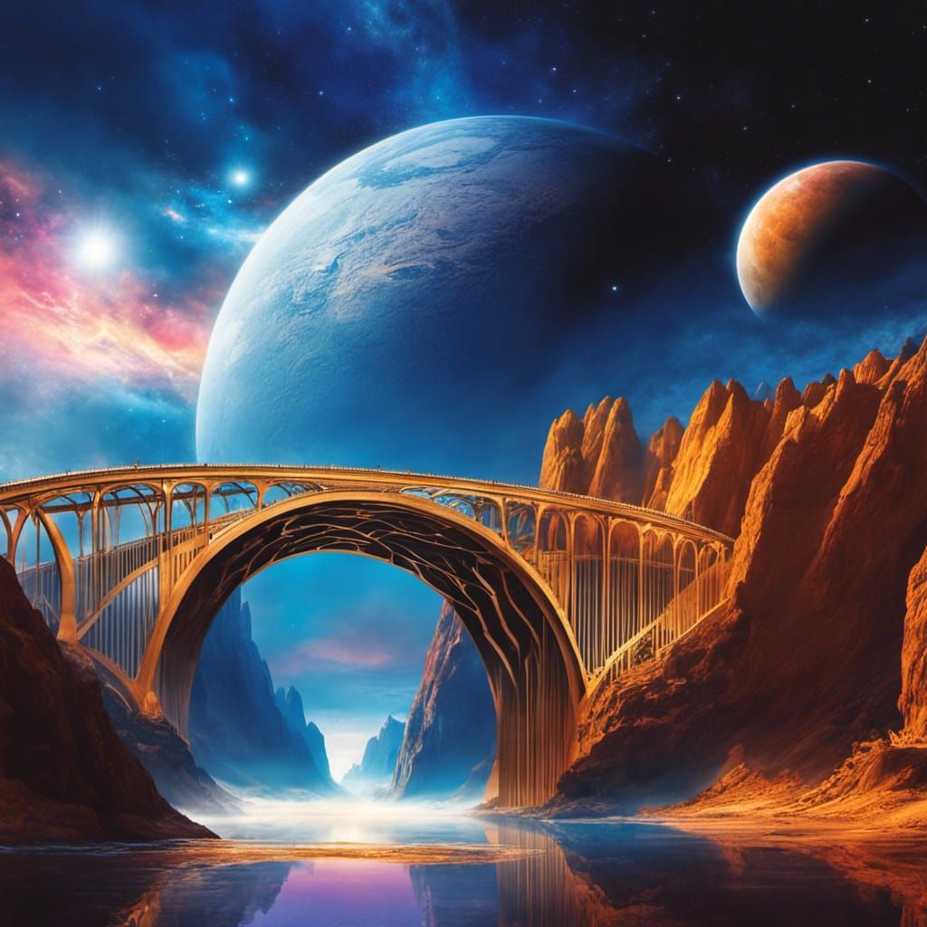 Fantastic Bridge Between Planets: Surreal Digital Art