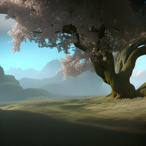 Dark Fantasy Cherry Blossoms in Detailed Matte Painting