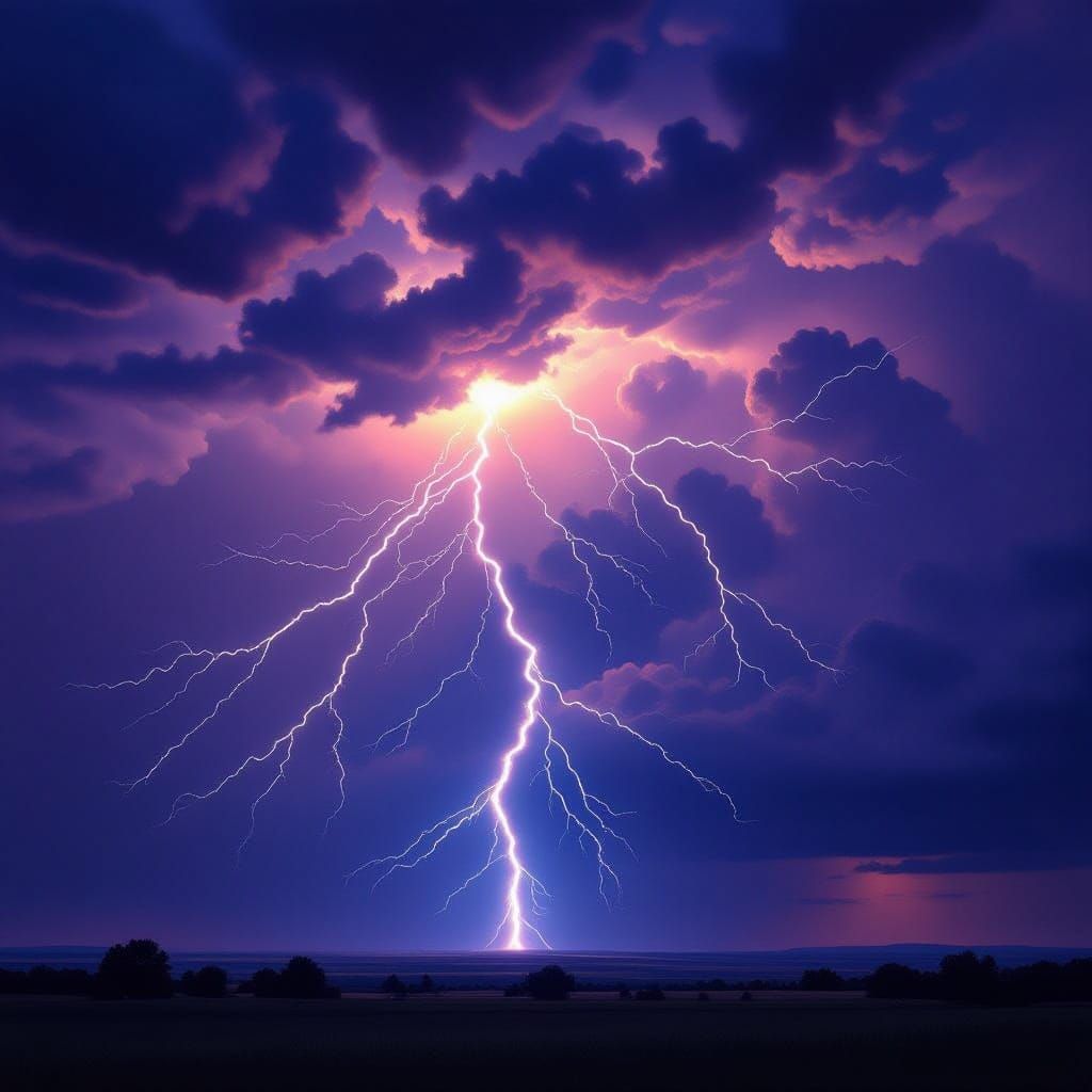 Dramatic Lightning Strikes Illuminate Ominous Thunderstorm S...