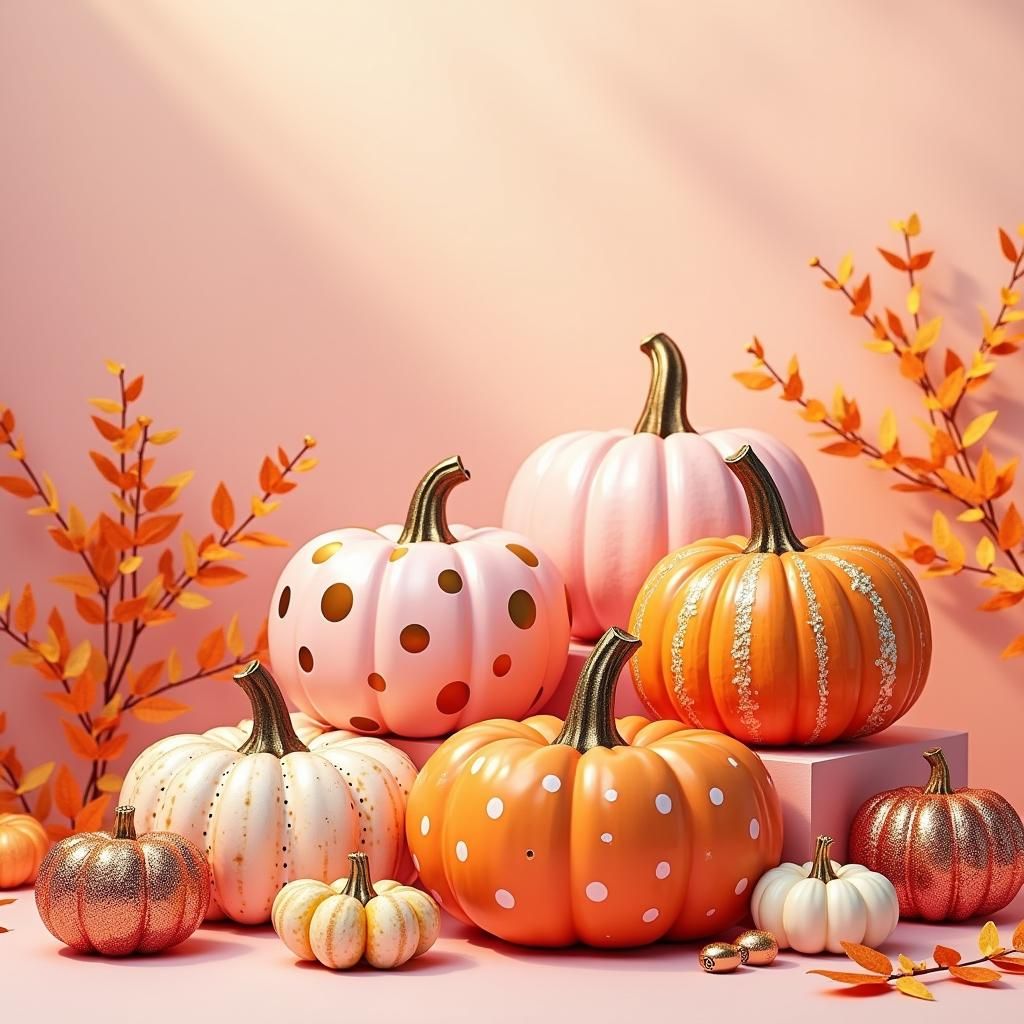 Preppy Autumn Pumpkins in Pop Art Style