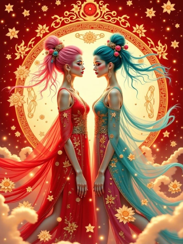 Ethereal Figures in Traditional Chinese Splendor