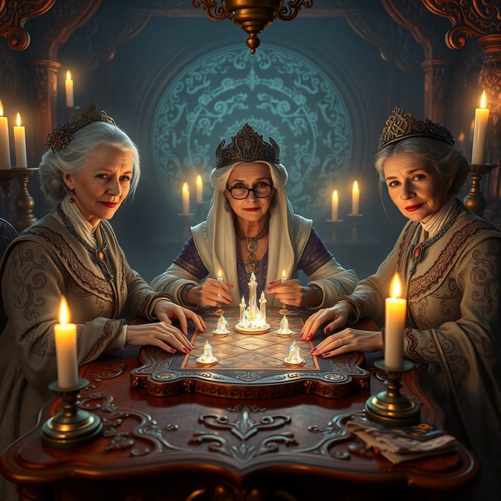 Mystical Ladies Engage in Enchanted Board Game