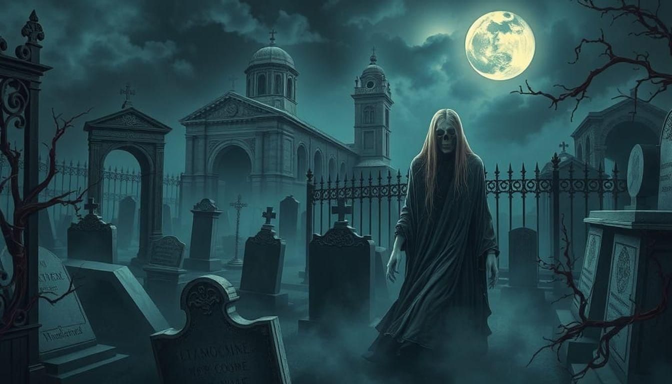 Moonlit Graveyard in Gothic Style