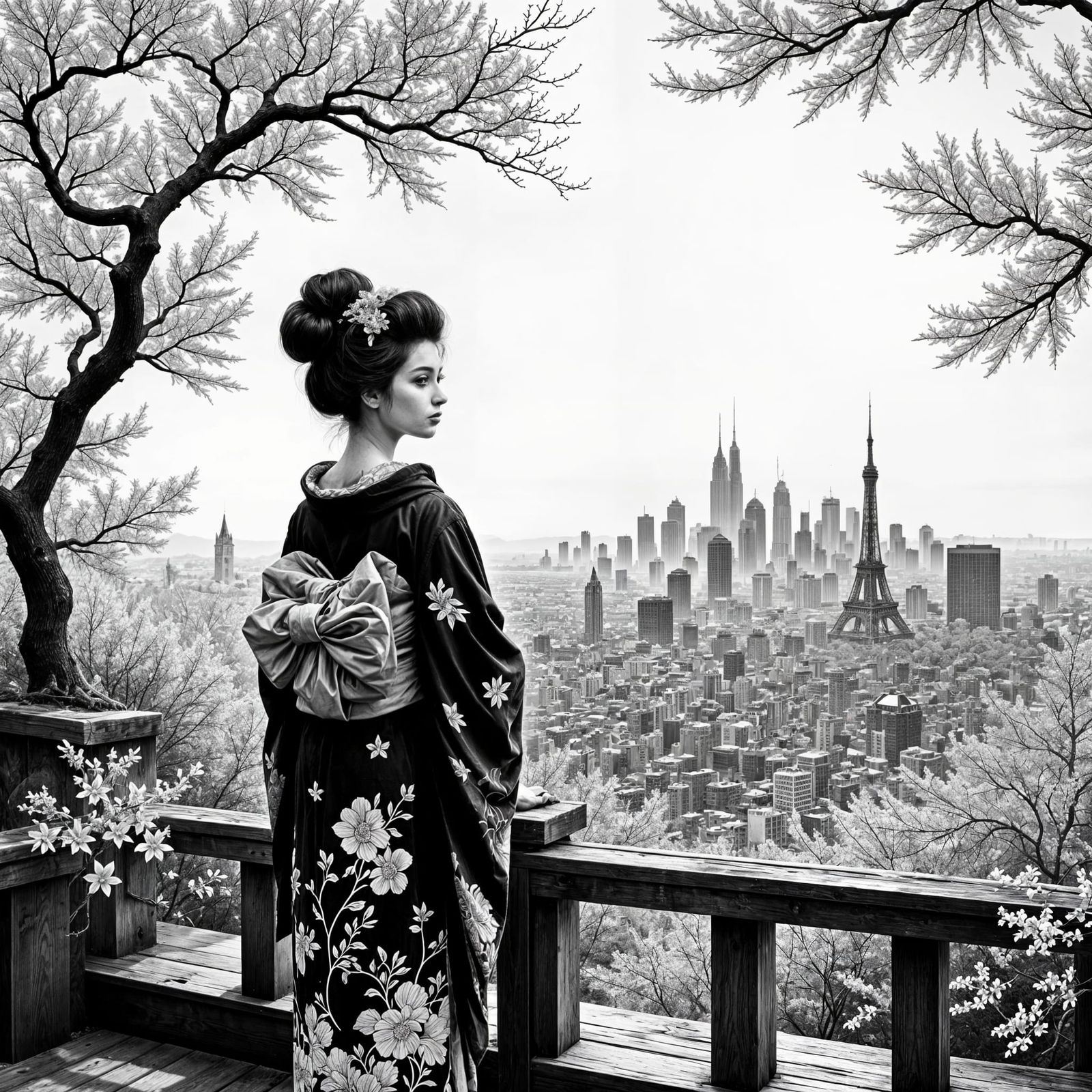Geisha in Black and White