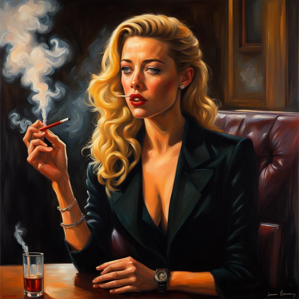 Film Noir Portrait of a Woman Smoking