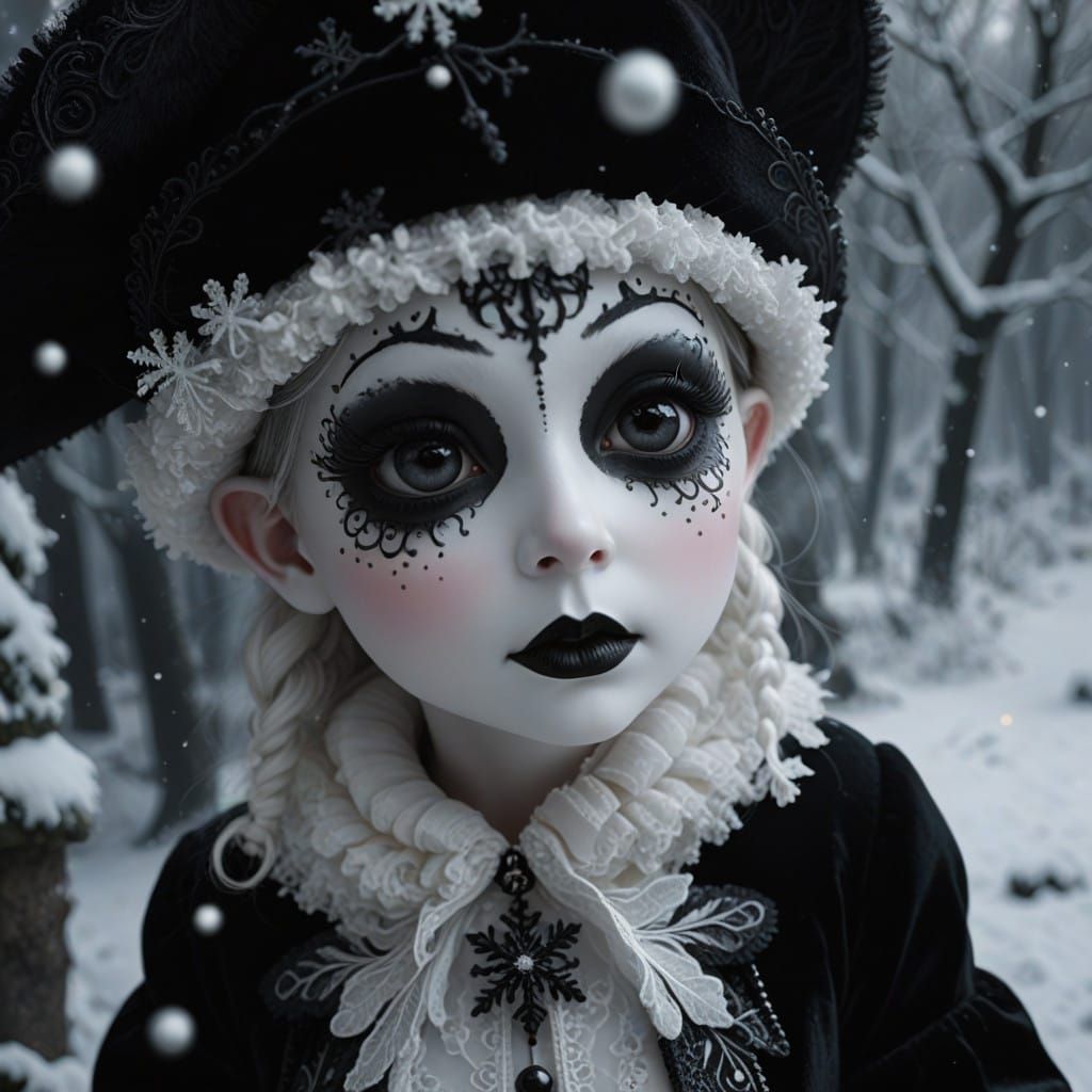 Gothic Ballerina Pixie in Winter Wonderland Scene