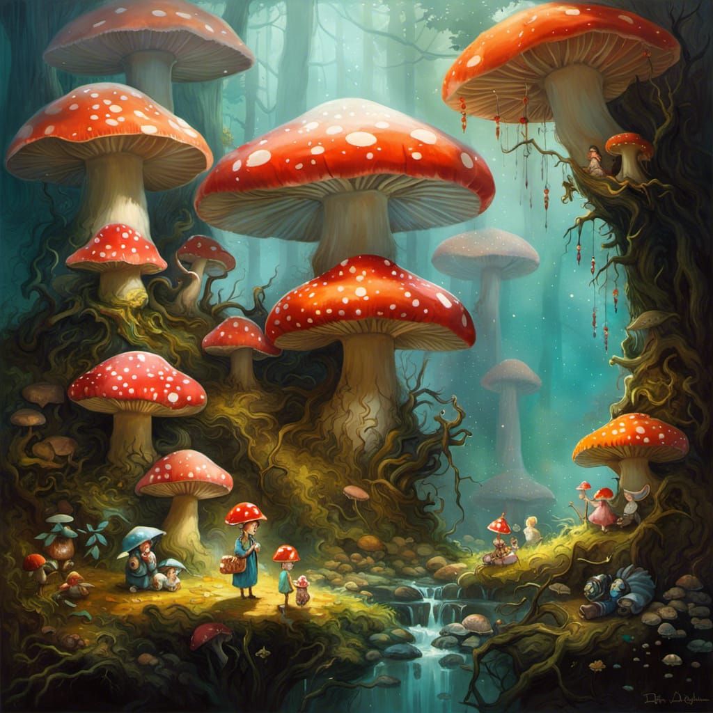 Mushroom Fan Convention in Fantasy Art Style