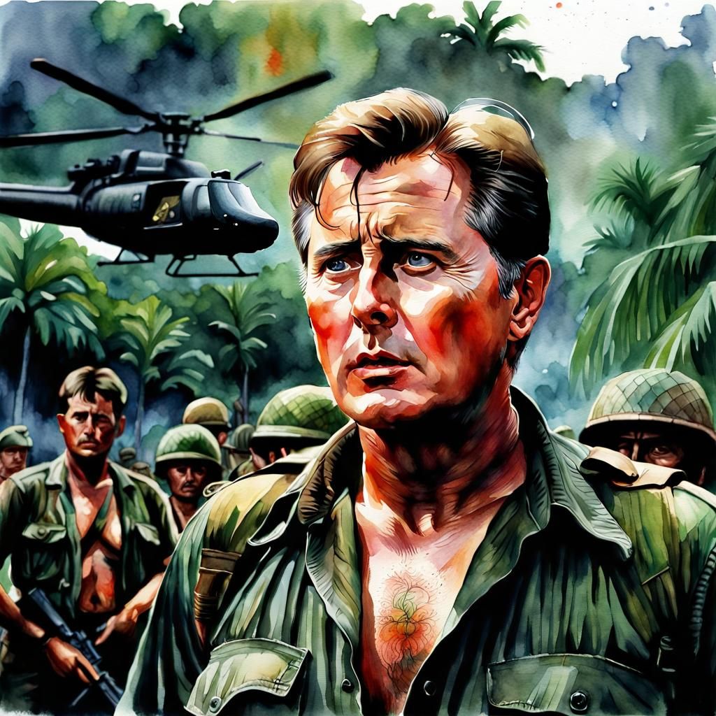 Martin Sheen as Willard in Watercolor Painting