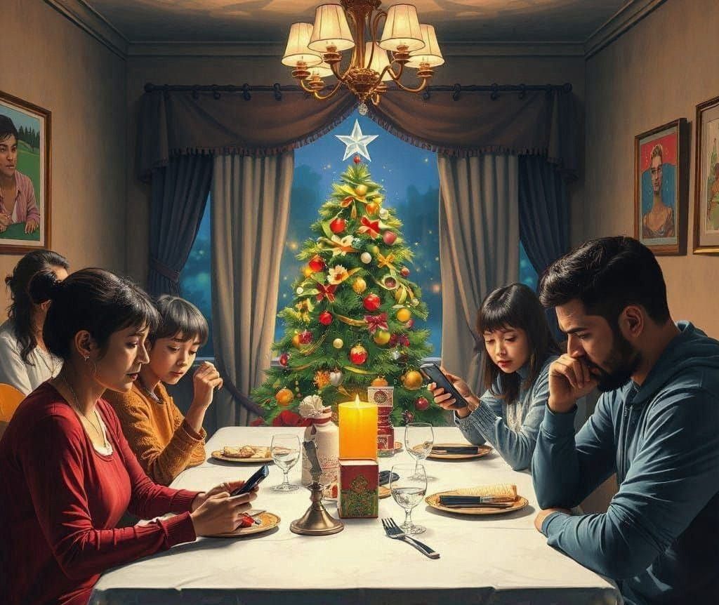 Christmas Family Moment in Hyperrealistic Digital Art
