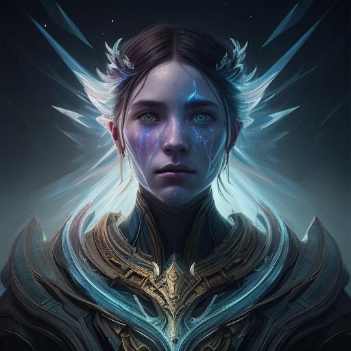 Goddess of Ice in Galaxy, Digital Painting