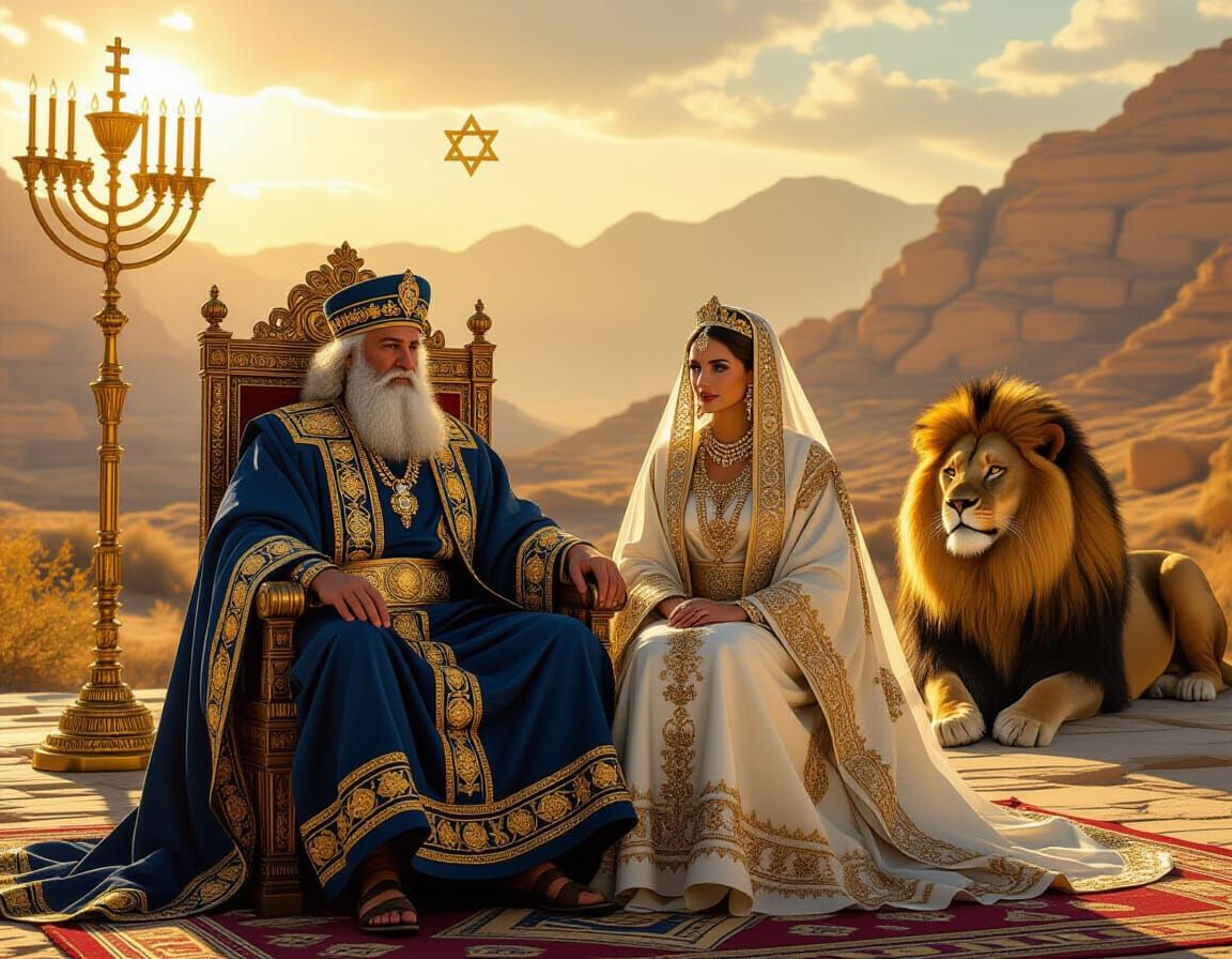 King David and Wife in Opulent Hebrew Attire