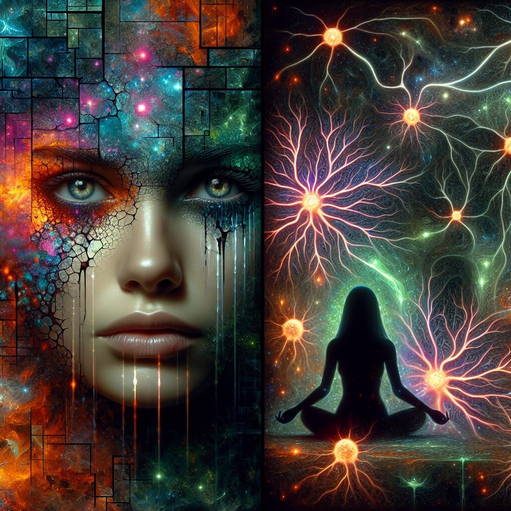 Shattered Woman: Neural Network in Digital Art Style